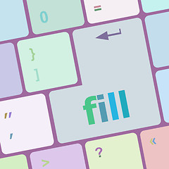 Image showing fill words on computer keyboard button vector illustration