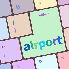 Image showing airport on computer keyboard key enter button vector illustration