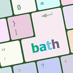 Image showing bath word on keyboard key, notebook computer vector illustration