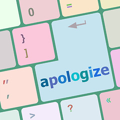 Image showing keyboard keys with enter button, apologize word on it vector illustration