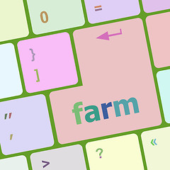 Image showing farm button on computer pc keyboard key vector illustration