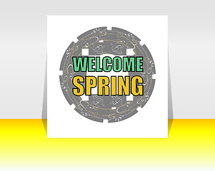 Image showing Welcome Spring Holiday Card. Welcome Spring Vector. Welcome Spring background. Spring Holiday Graphic. Welcome Spring Art. Spring Holiday Drawing