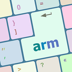 Image showing Keyboard with enter button, arm word on it vector illustration