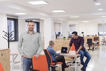 Image showing startup business, businessman portrait at modern office, team br