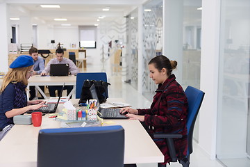 Image showing startup business, woman  working on laptop