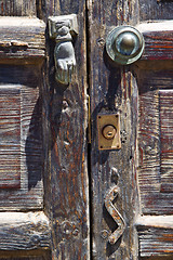 Image showing knocker castle lock  lanzarote  door wood   the red brown 