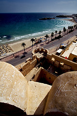 Image showing panoramas monastir tunisia the old wall castle    slot   mediter