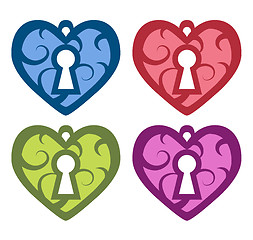 Image showing vector Decorative heart with a keyhole. set