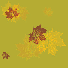 Image showing vector illustration. seamless wallpaper. yellow maple leaves
