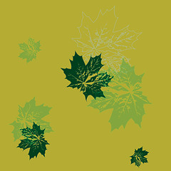 Image showing vector illustration. seamless wallpaper. green maple leaves