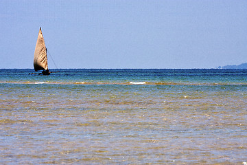 Image showing in the  blue lagoon  coastline nosy iranja