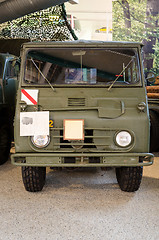 Image showing one old swedish military green car