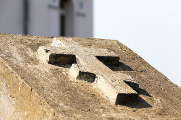 Image showing Orthodox stone cross  