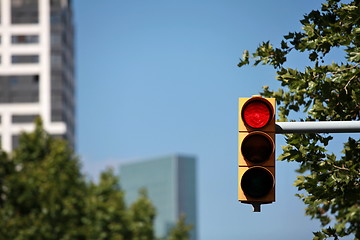 Image showing red traffic light in the city