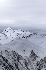 Image showing Gray snowy mountains