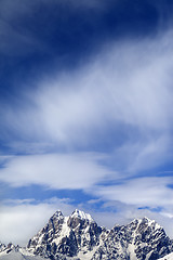 Image showing Mounts Ushba and Chatyn in windy sunny day