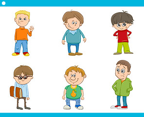 Image showing kid boys characters cartoon set