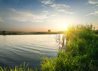 Image showing Quiet river at sunset