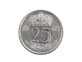 Image showing Old dutch coin worth 25 cents - Isolated