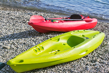 Image showing Two small boats for exploring the sea.