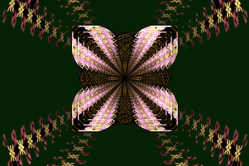 Image showing Fractal images : beautiful patterns on a dark green background.