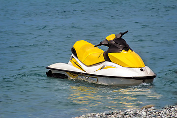 Image showing A small motor boat for exploring the sea.