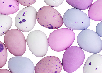 Image showing Assorted colorful chocolate easter eggs isolated
