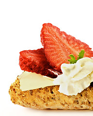 Image showing Cottage Cheese and Strawberry Sandwich