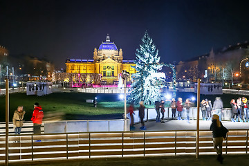 Image showing People at skating rink in Zagreb city