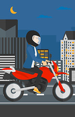 Image showing Woman riding motorcycle.