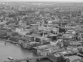 Image showing Black and white Aerial view of London