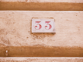 Image showing  Red house number vintage