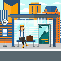 Image showing Woman waiting for bus.