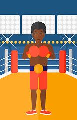 Image showing Confident boxer in gloves.