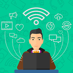 Image showing Man working on laptop.