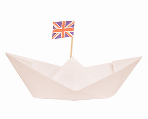 Image showing  Paper ship with UK Flag vintage