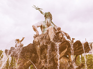 Image showing Neptunbrunnen fountain in Berlin vintage