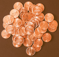 Image showing  Dollar coins 1 cent wheat penny vintage