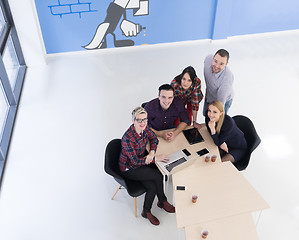 Image showing aerial view of business people group on meeting