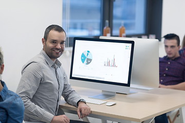 Image showing startup business, software developer working on computer