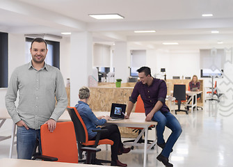 Image showing startup business, businessman portrait at modern office, team br