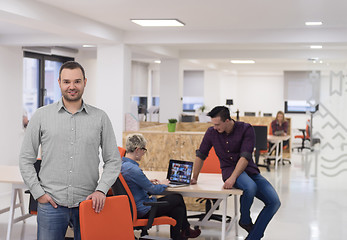 Image showing startup business, businessman portrait at modern office, team br