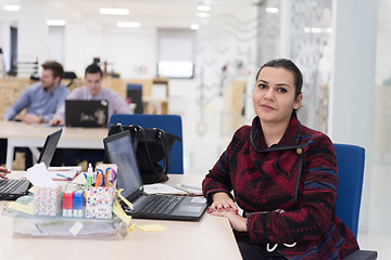 Image showing startup business, woman  working on laptop