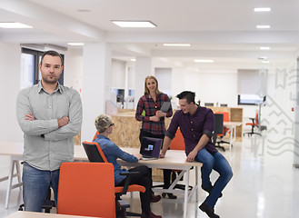 Image showing startup business, businessman portrait at modern office, team br