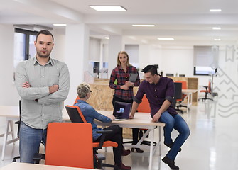 Image showing startup business, businessman portrait at modern office, team br
