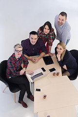 Image showing aerial view of business people group on meeting