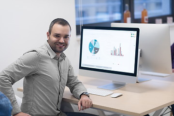 Image showing startup business, software developer working on computer