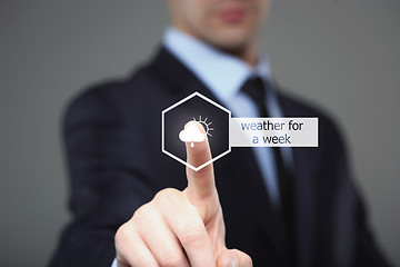 Image showing Businessman choosing the weather for a week