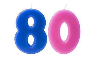 Image showing 80th birthday candles isolated 