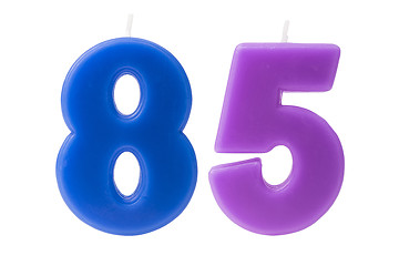 Image showing 85th birthday candles isolated 